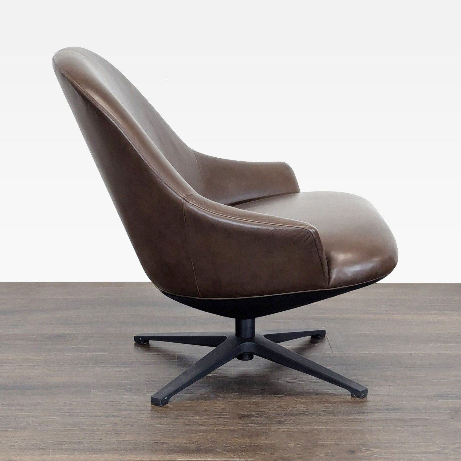 Article Brown Leather Swivel Lounge Chair - Modern - image-4
