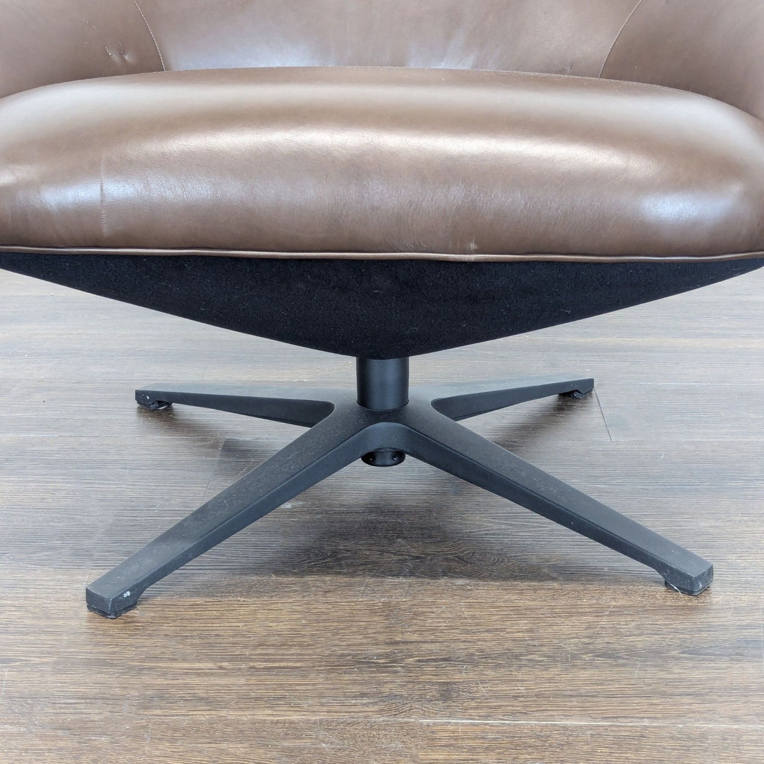 Article Brown Leather Swivel Lounge Chair - Modern - image-2