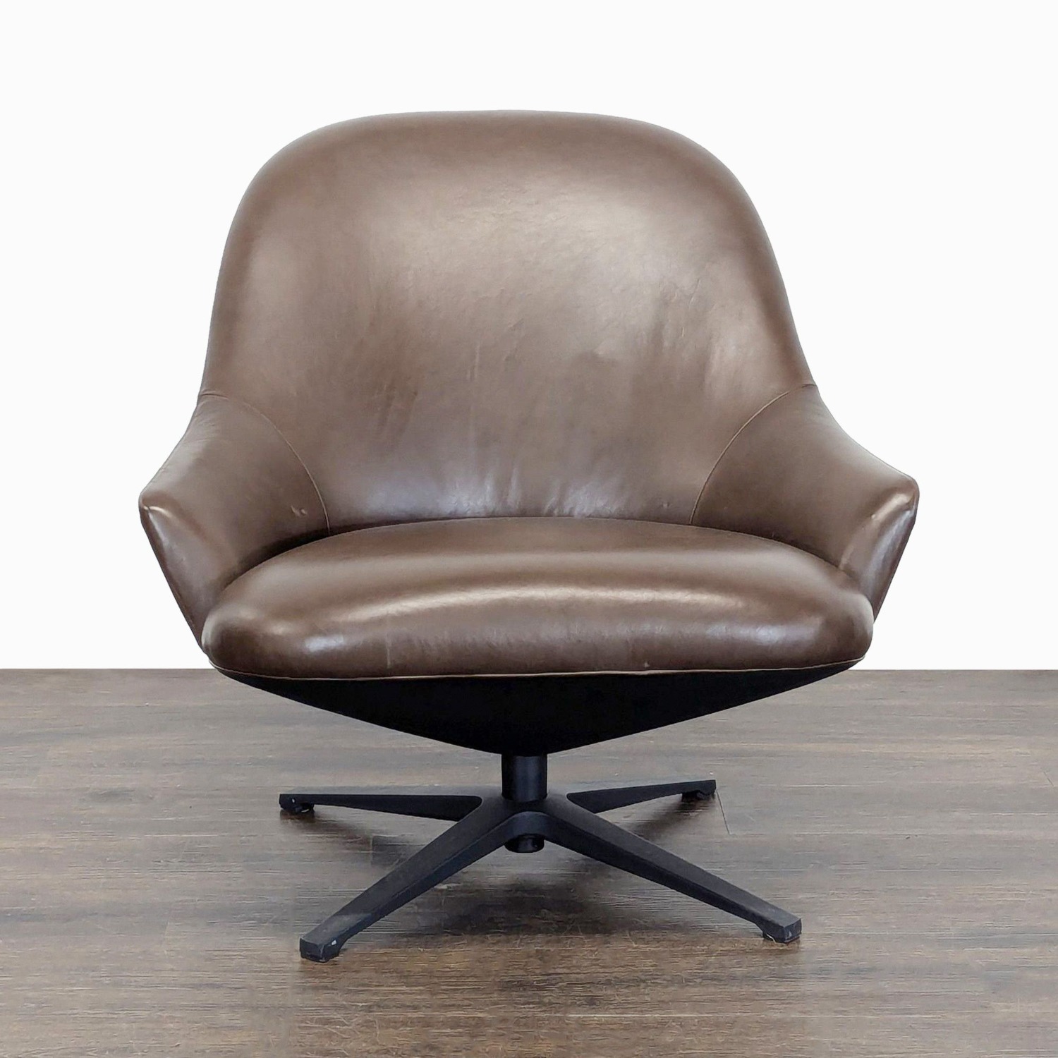 Article Brown Leather Swivel Lounge Chair - Modern - image-7
