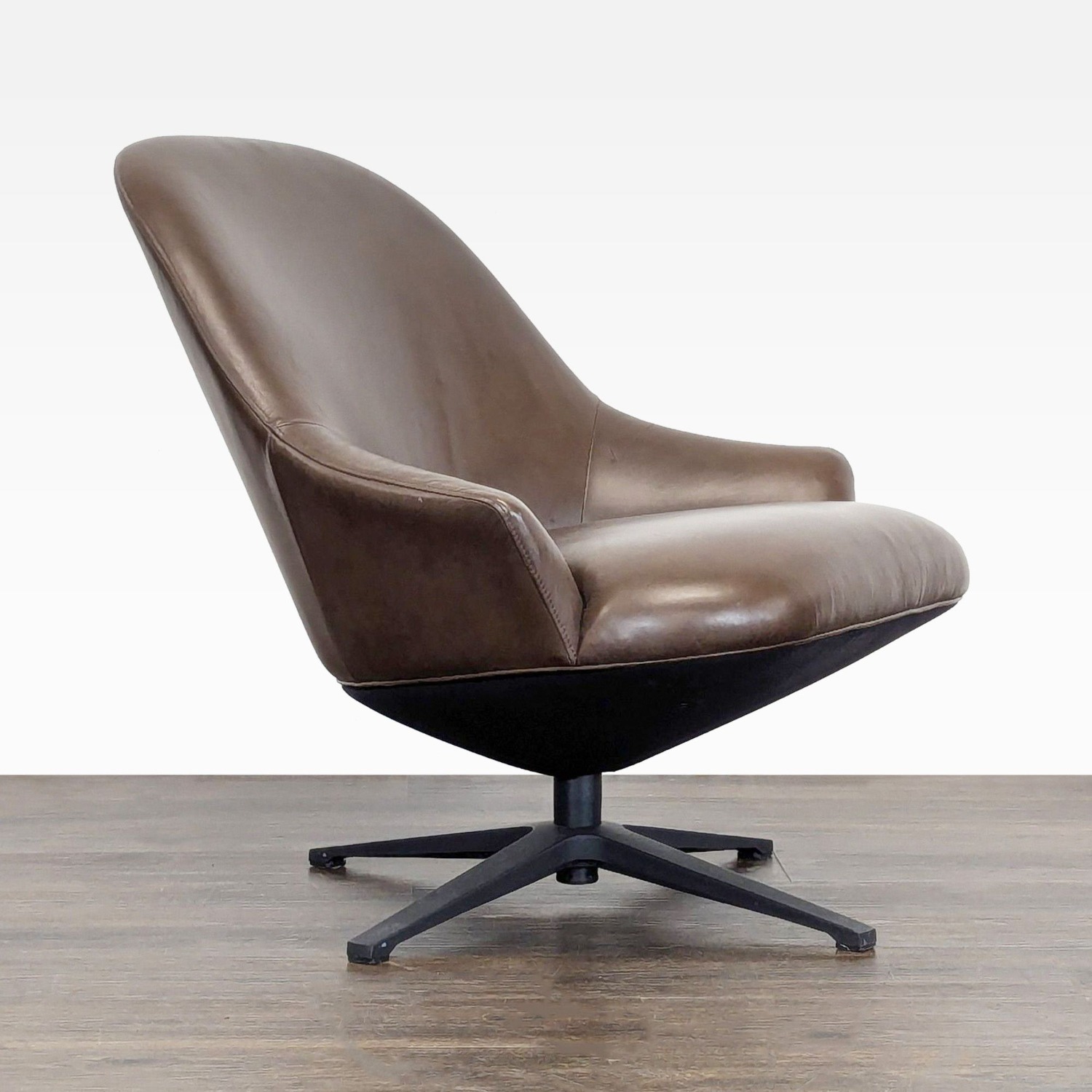 Article Brown Leather Swivel Lounge Chair - Modern - image-6