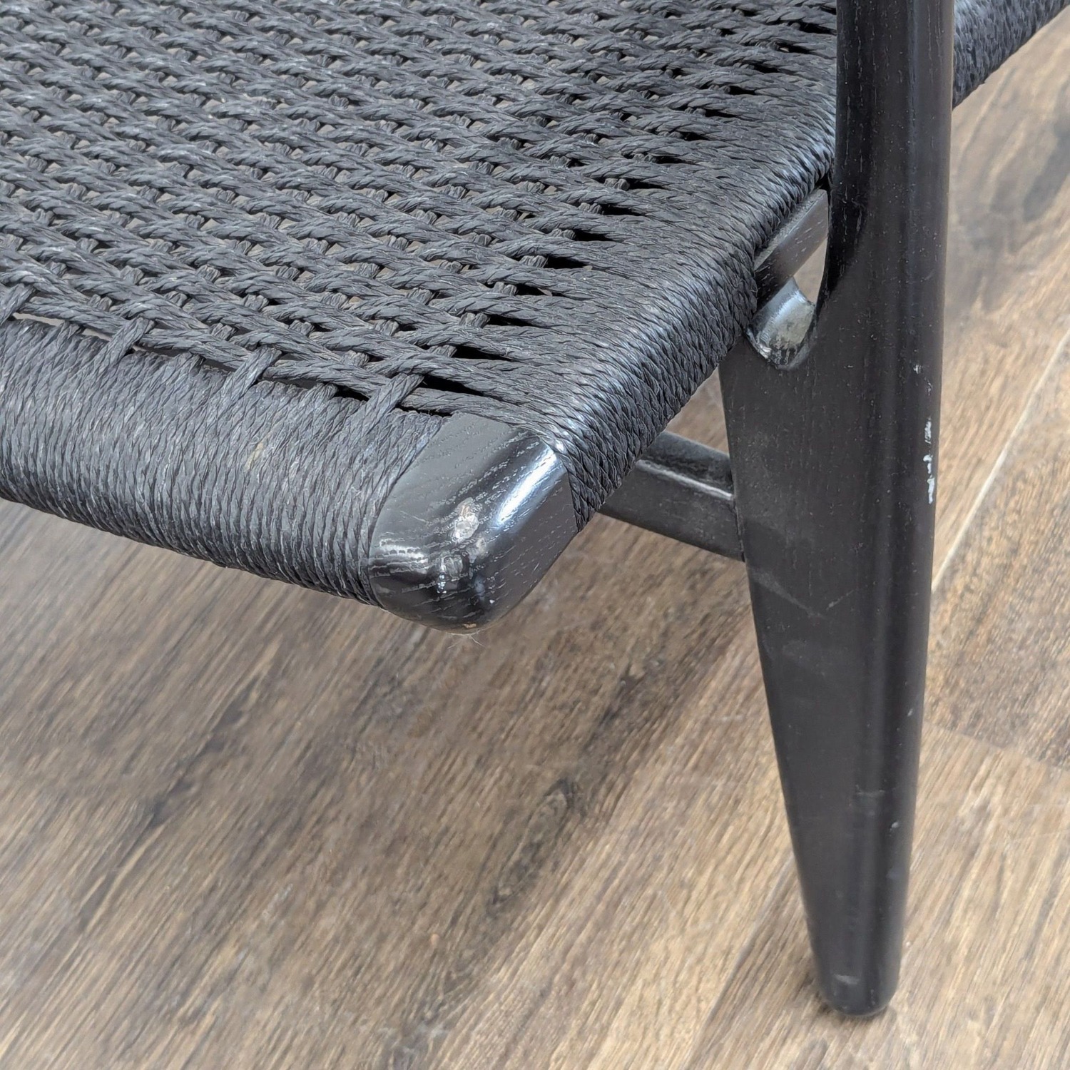 Carl Hansen & Son CH25 Modern Black Woven Lounge Chair  - image-2