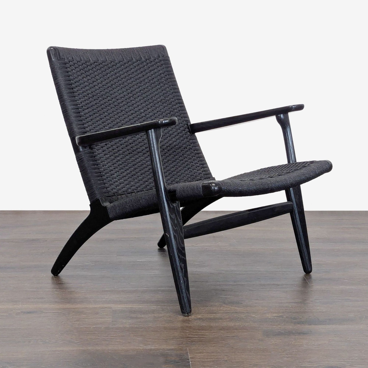 Carl Hansen & Son CH25 Modern Black Woven Lounge Chair  - image-5