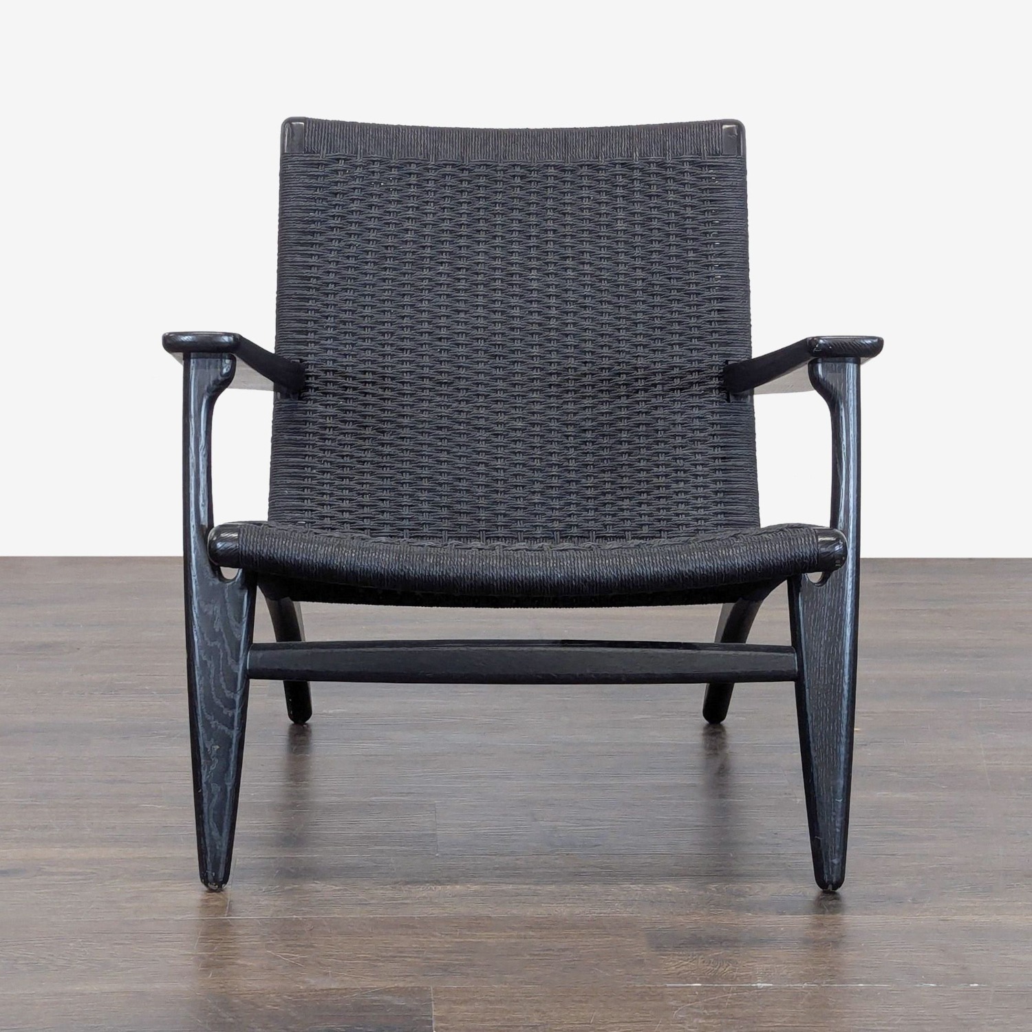 Carl Hansen & Son CH25 Modern Black Woven Lounge Chair  - image-6