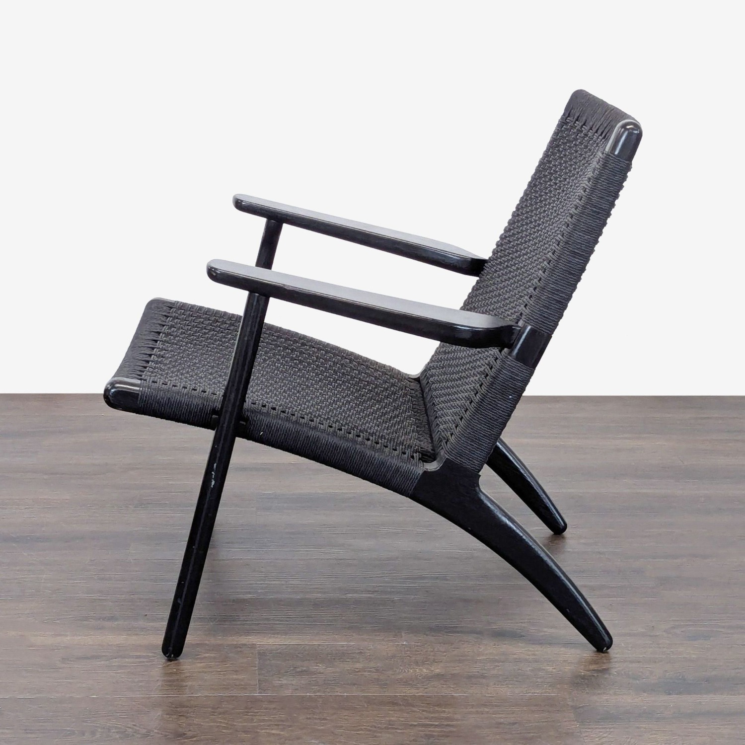 Carl Hansen & Son CH25 Modern Black Woven Lounge Chair  - image-3