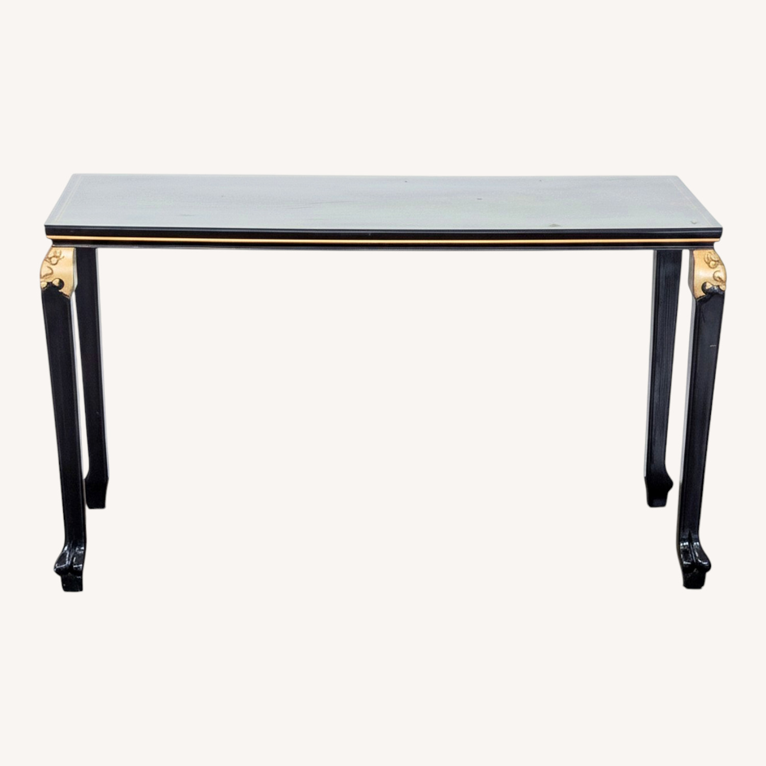 Custom Black Lacquer Chinoiserie Console Table - image-0
