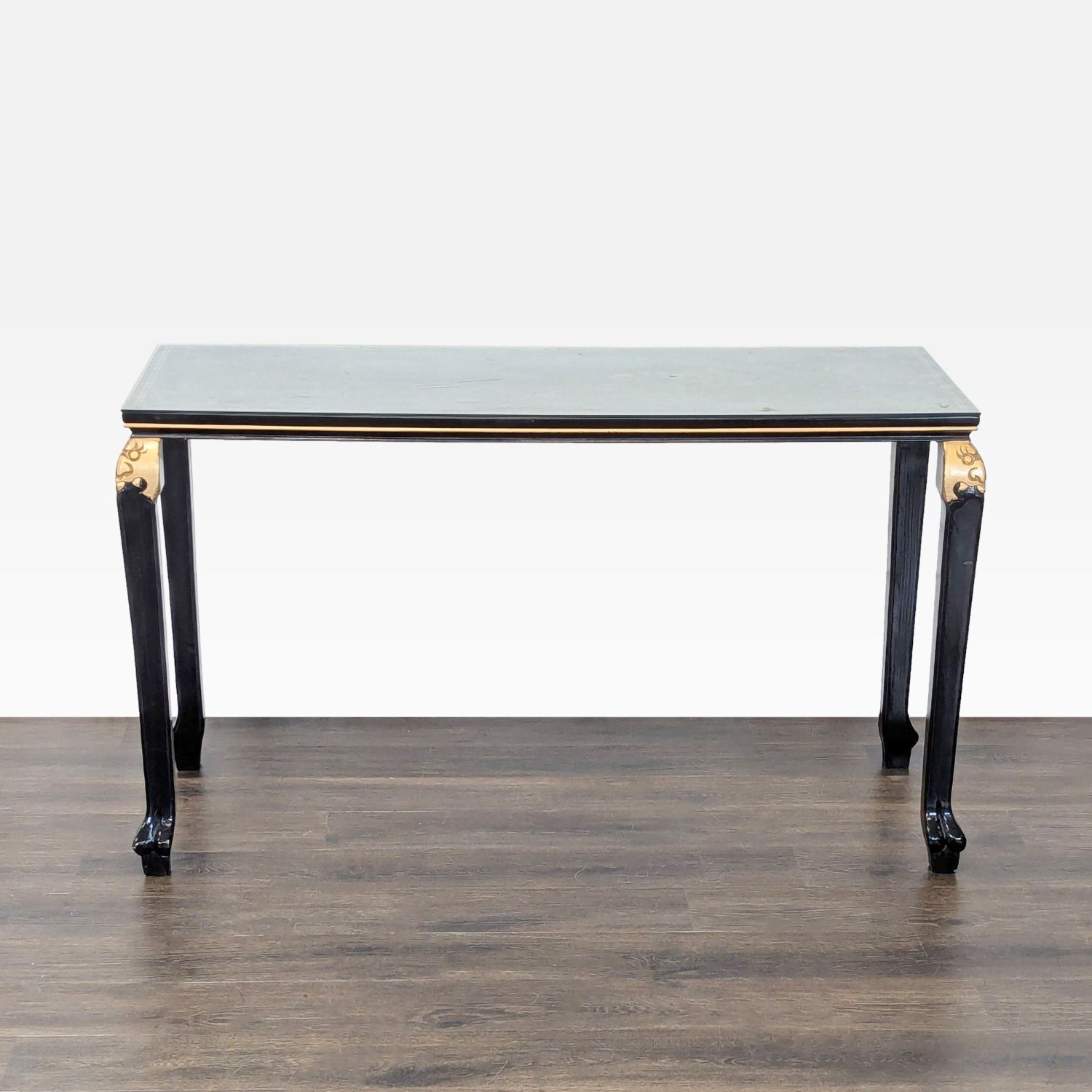 Custom Black Lacquer Chinoiserie Console Table - image-8