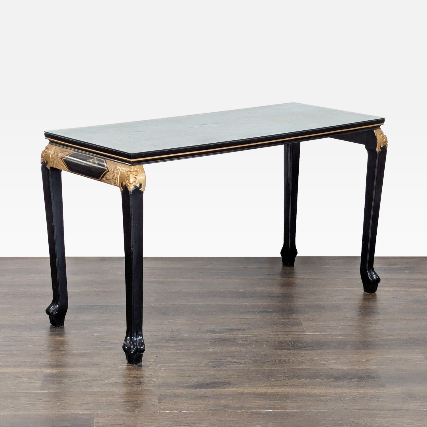 Custom Black Lacquer Chinoiserie Console Table - image-7