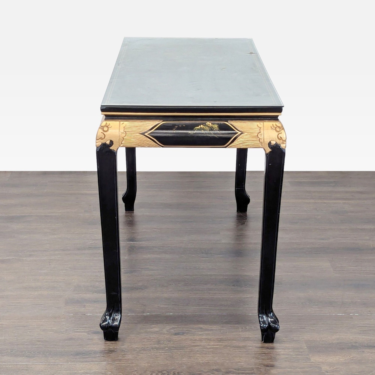 Custom Black Lacquer Chinoiserie Console Table - image-1