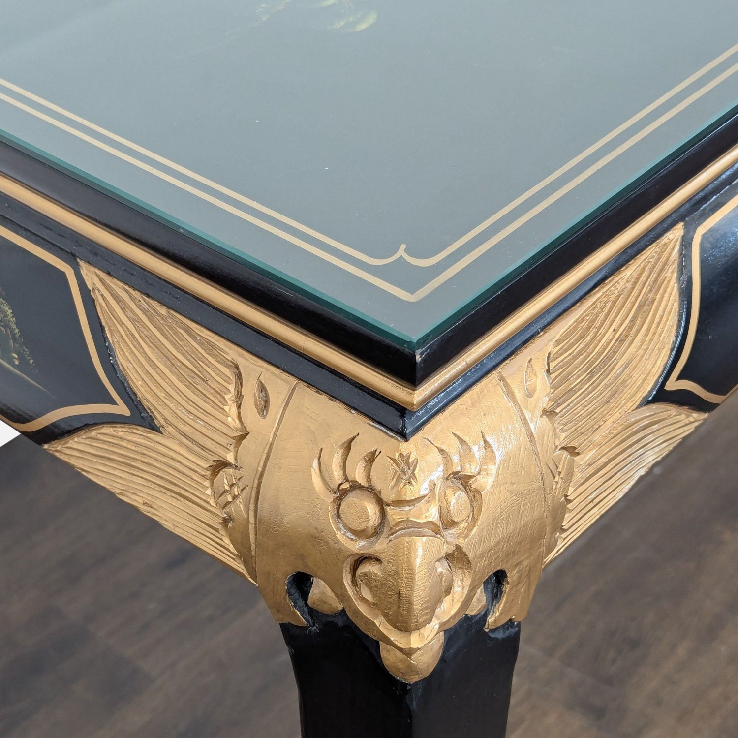 Custom Black Lacquer Chinoiserie Console Table - image-5