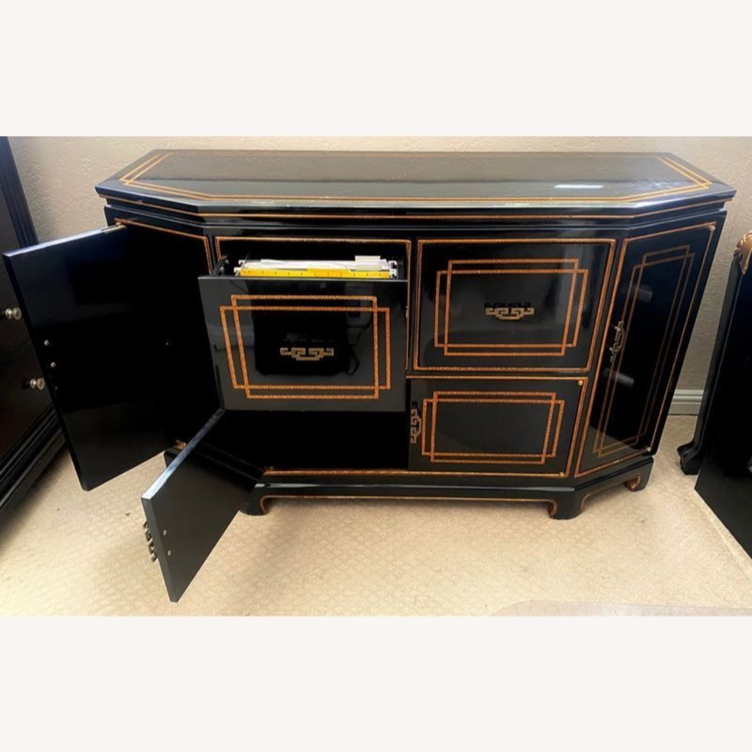 Black Lacquer Chinoiserie Hollywood Regency - image-2