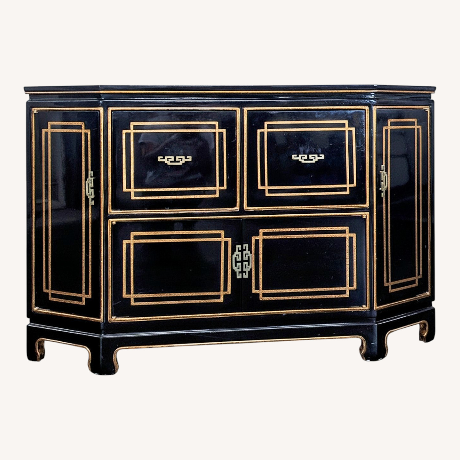 Black Lacquer Chinoiserie Hollywood Regency - image-0