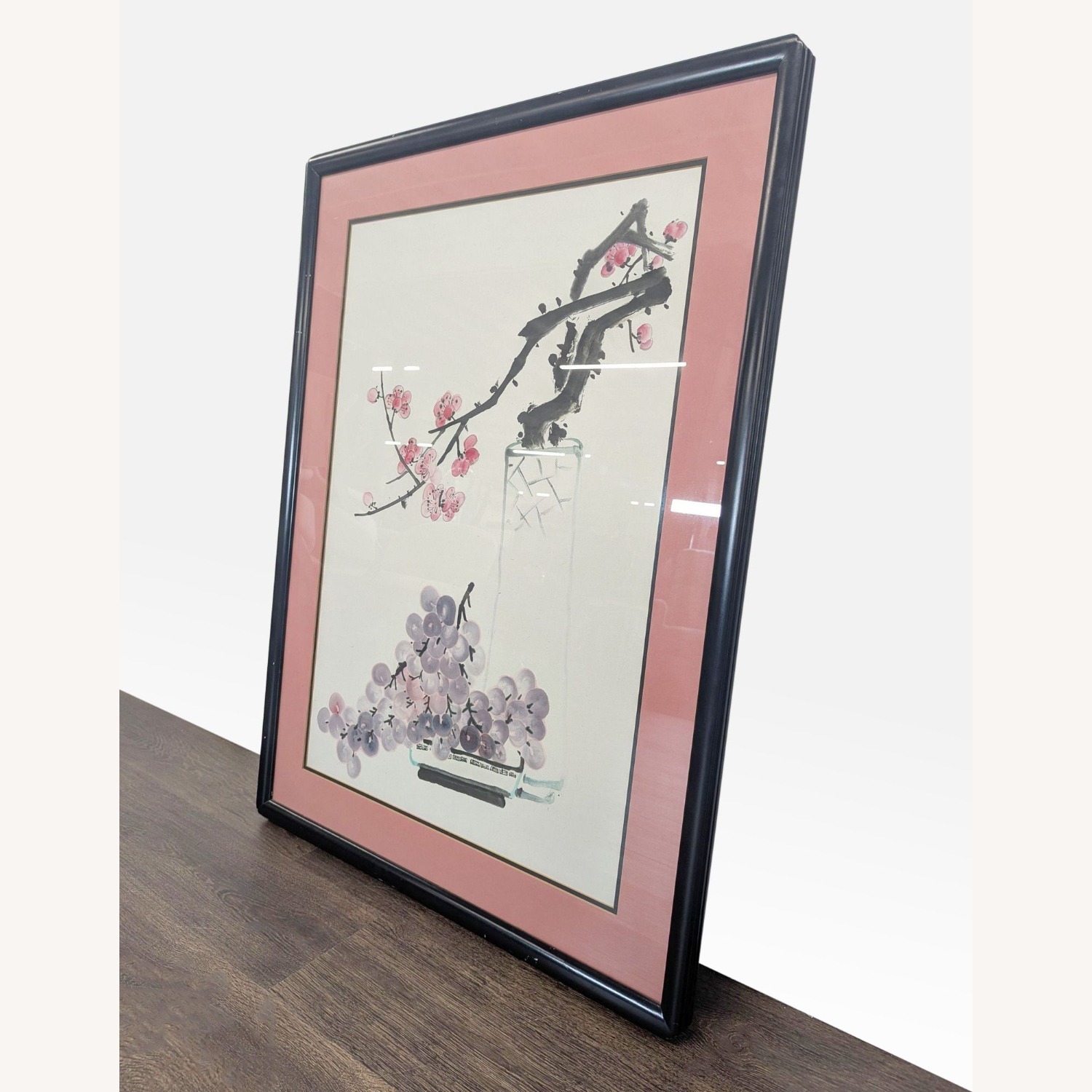 Large Framed Chinese Ink Wash Style Still Life  - image-2