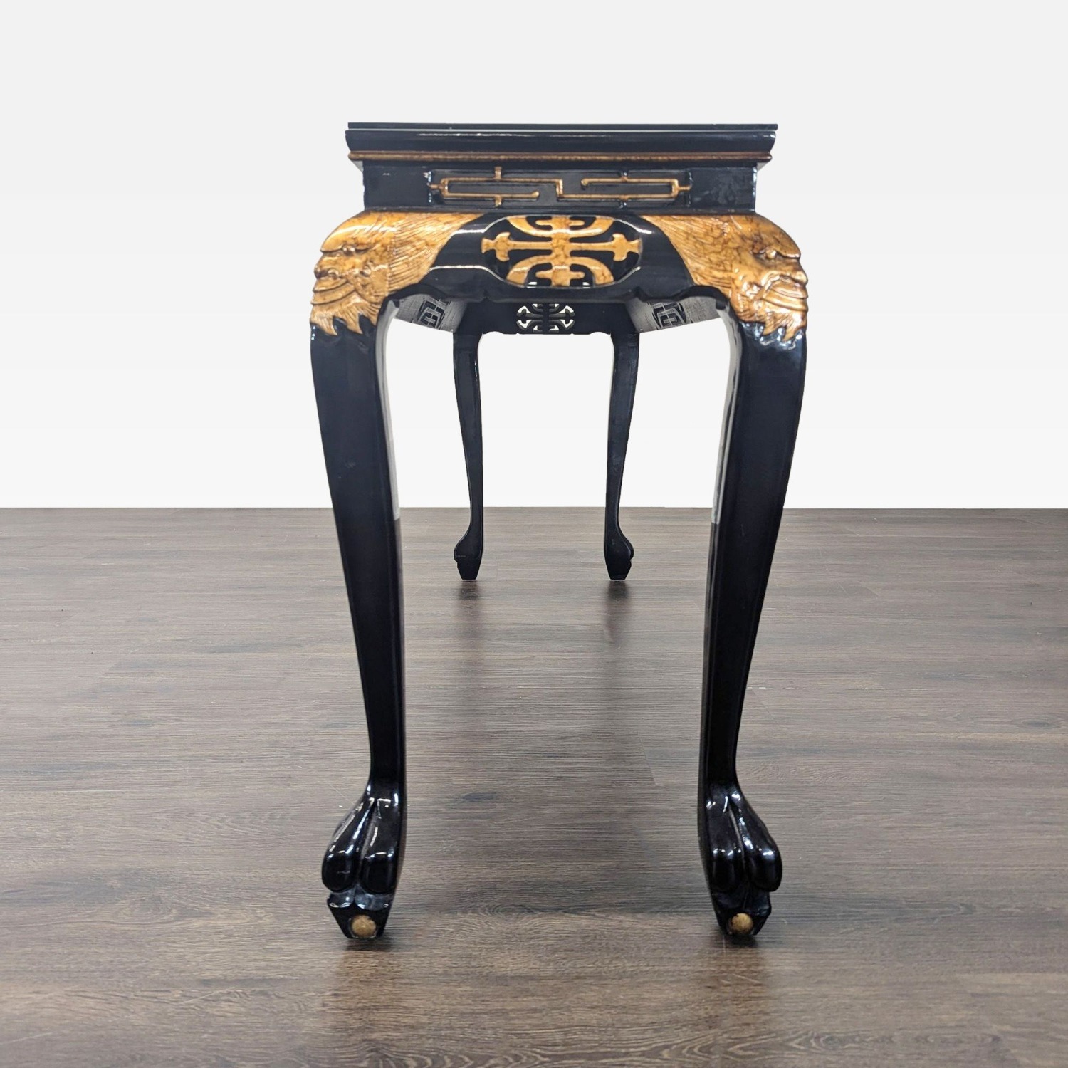 Custom Black Lacquer Chinoiserie Console Table	 - image-4