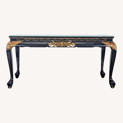 Used Custom Black Lacquer Chinoiserie Console Table	 for sale on AptDeco