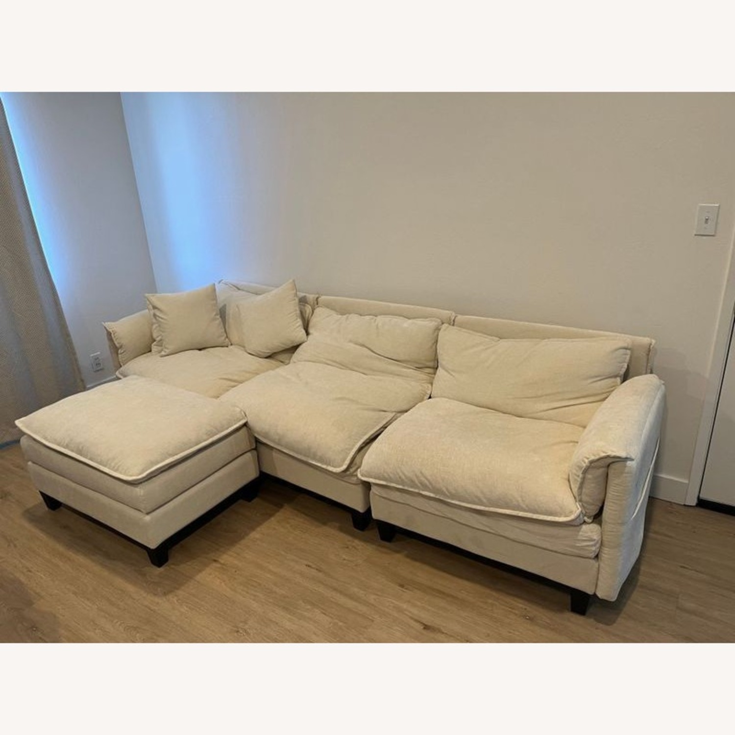 Modern Beige 3-Seat Sectional Sofa with Chaise  - image-1