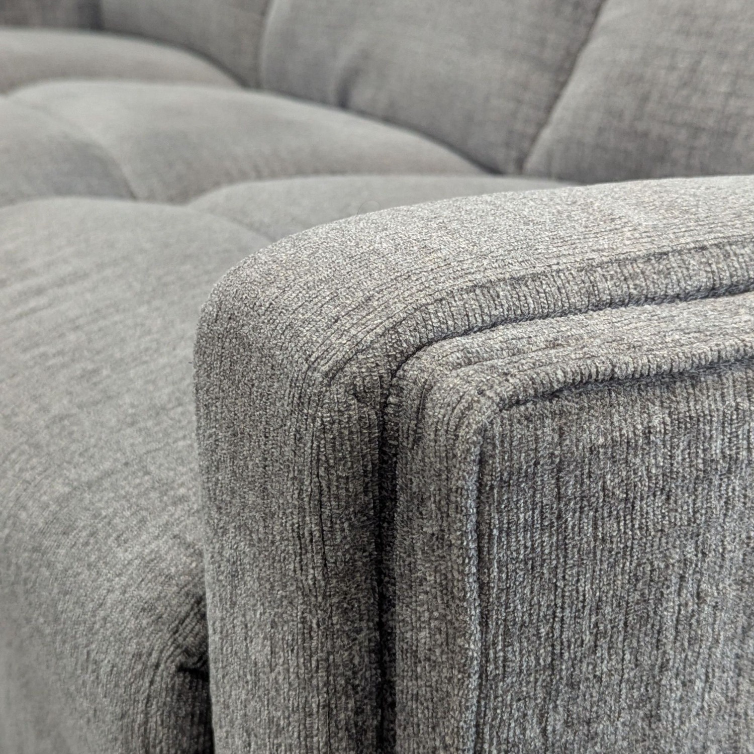 Living Spaces 3-Seat Reclining Sofa in Gray Fabric - image-7