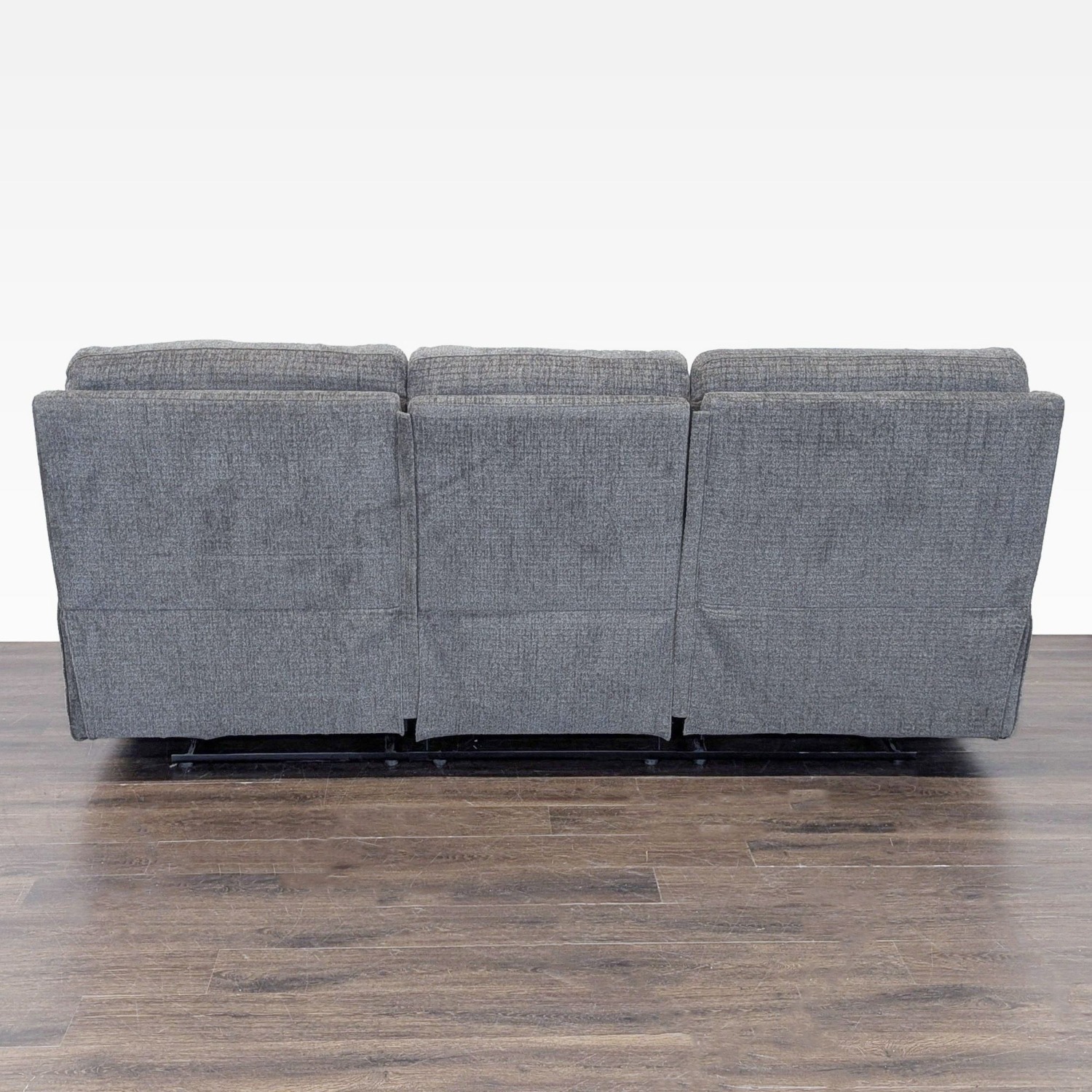 Living Spaces 3-Seat Reclining Sofa in Gray Fabric - image-10
