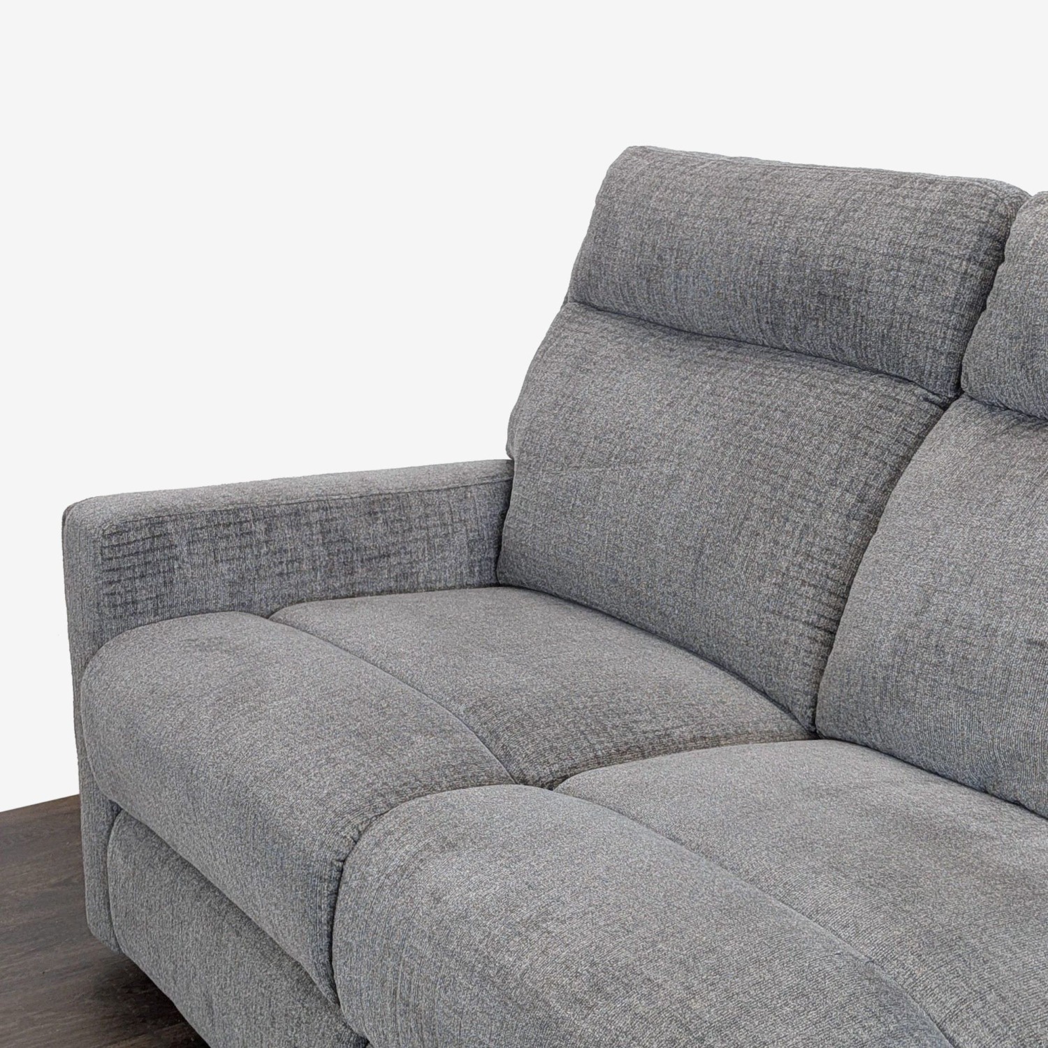 Living Spaces 3-Seat Reclining Sofa in Gray Fabric - image-9