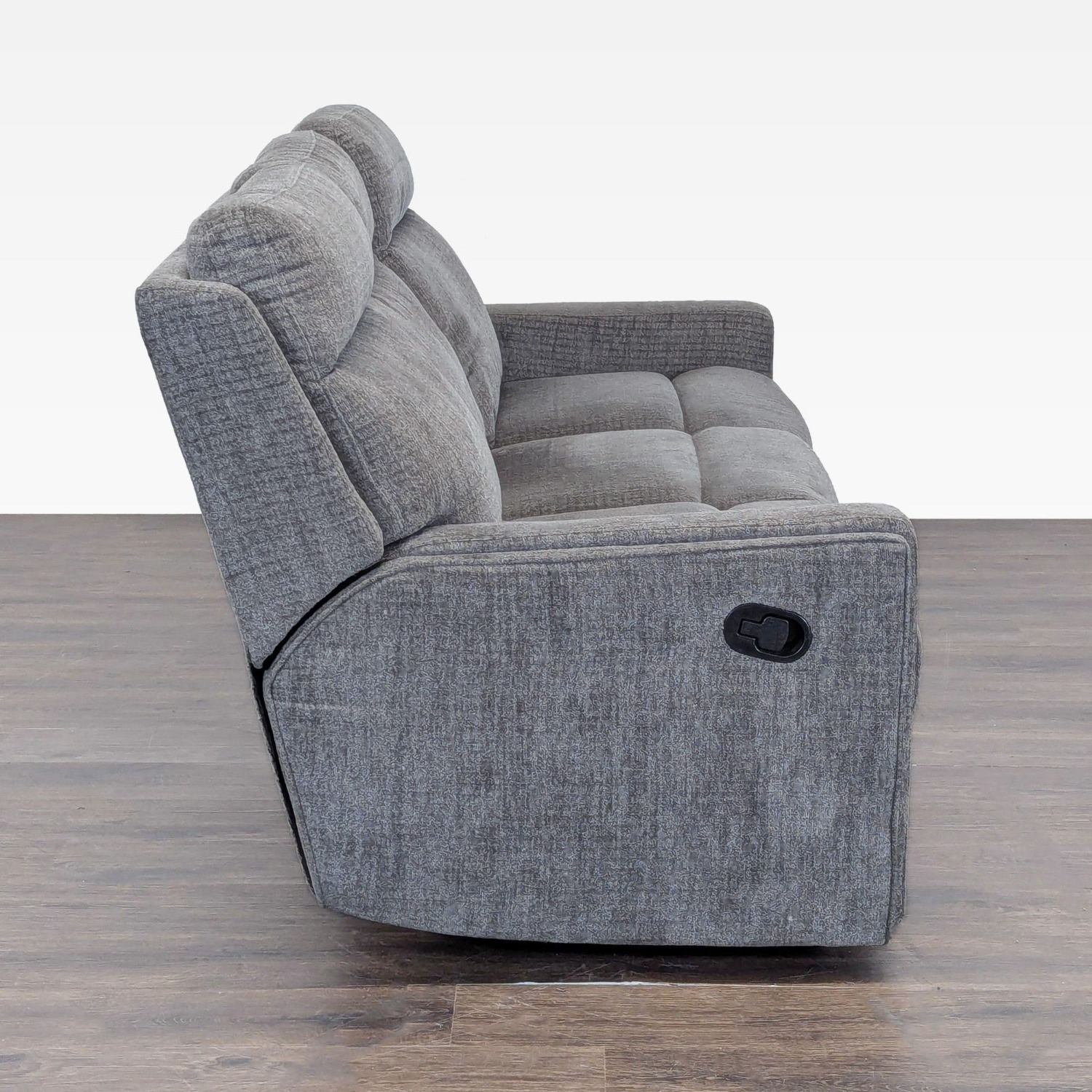 Living Spaces 3-Seat Reclining Sofa in Gray Fabric - image-3