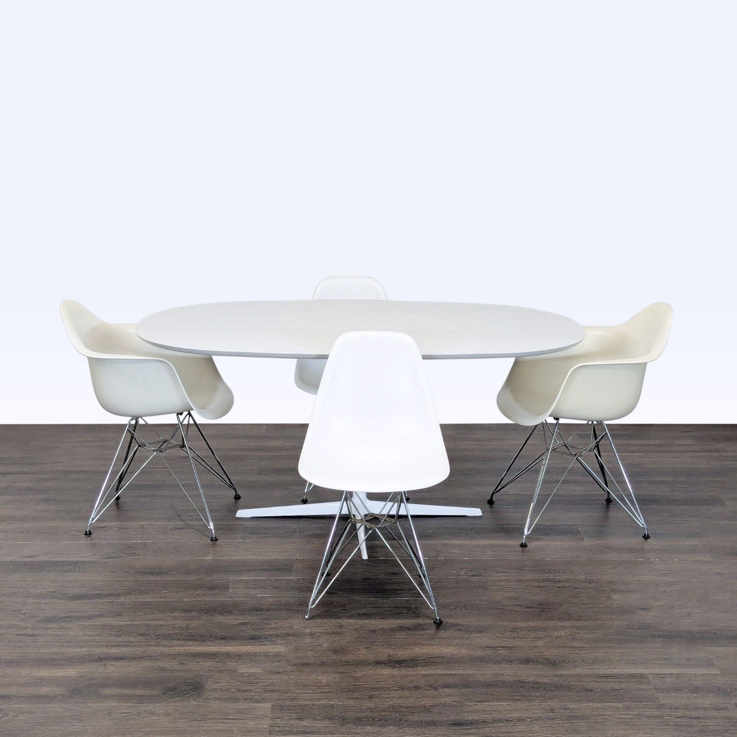 Eames Eolo Modern White Dining Set with Oval Table - image-12