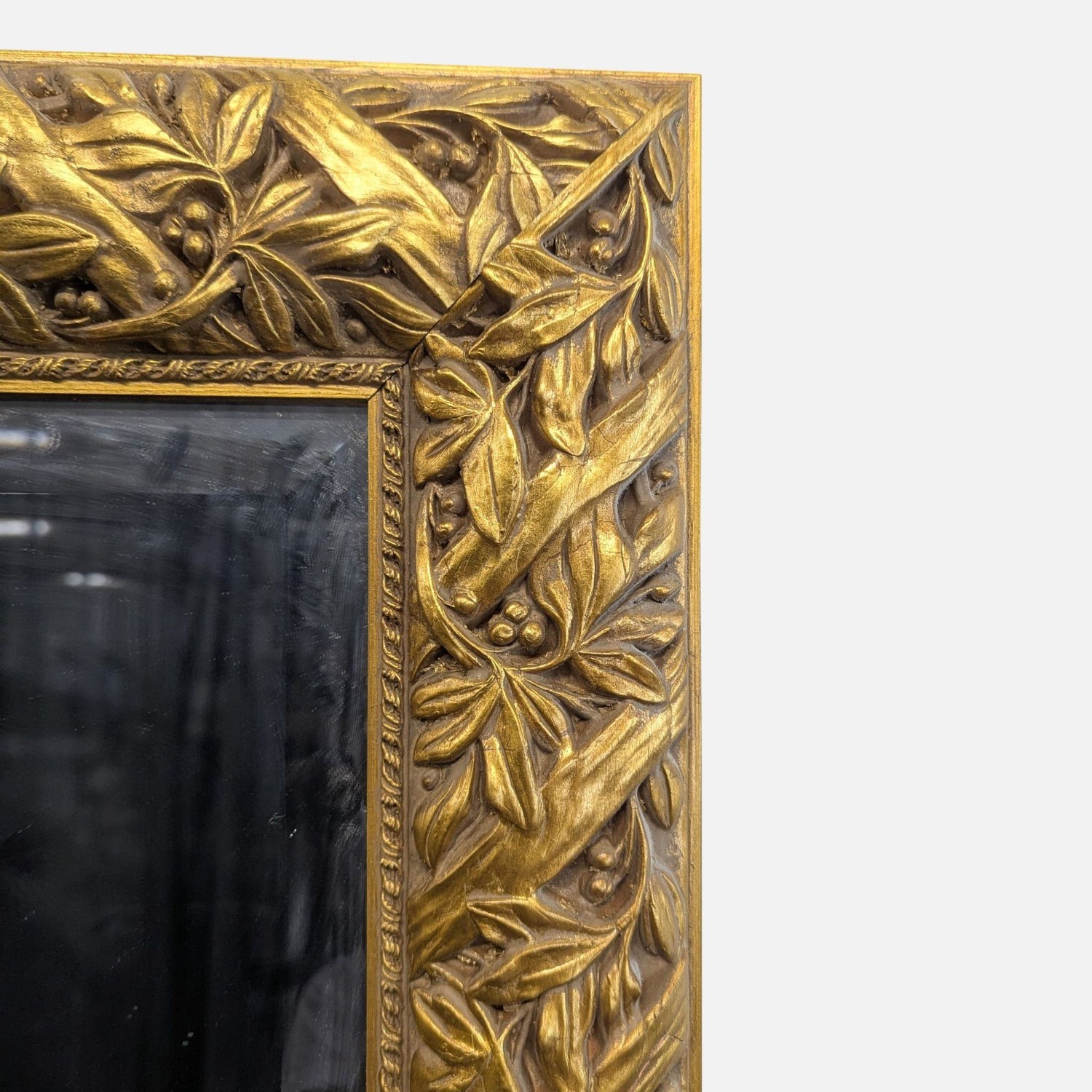 Carved Leaves and Berries Wood Mirror	 - image-3