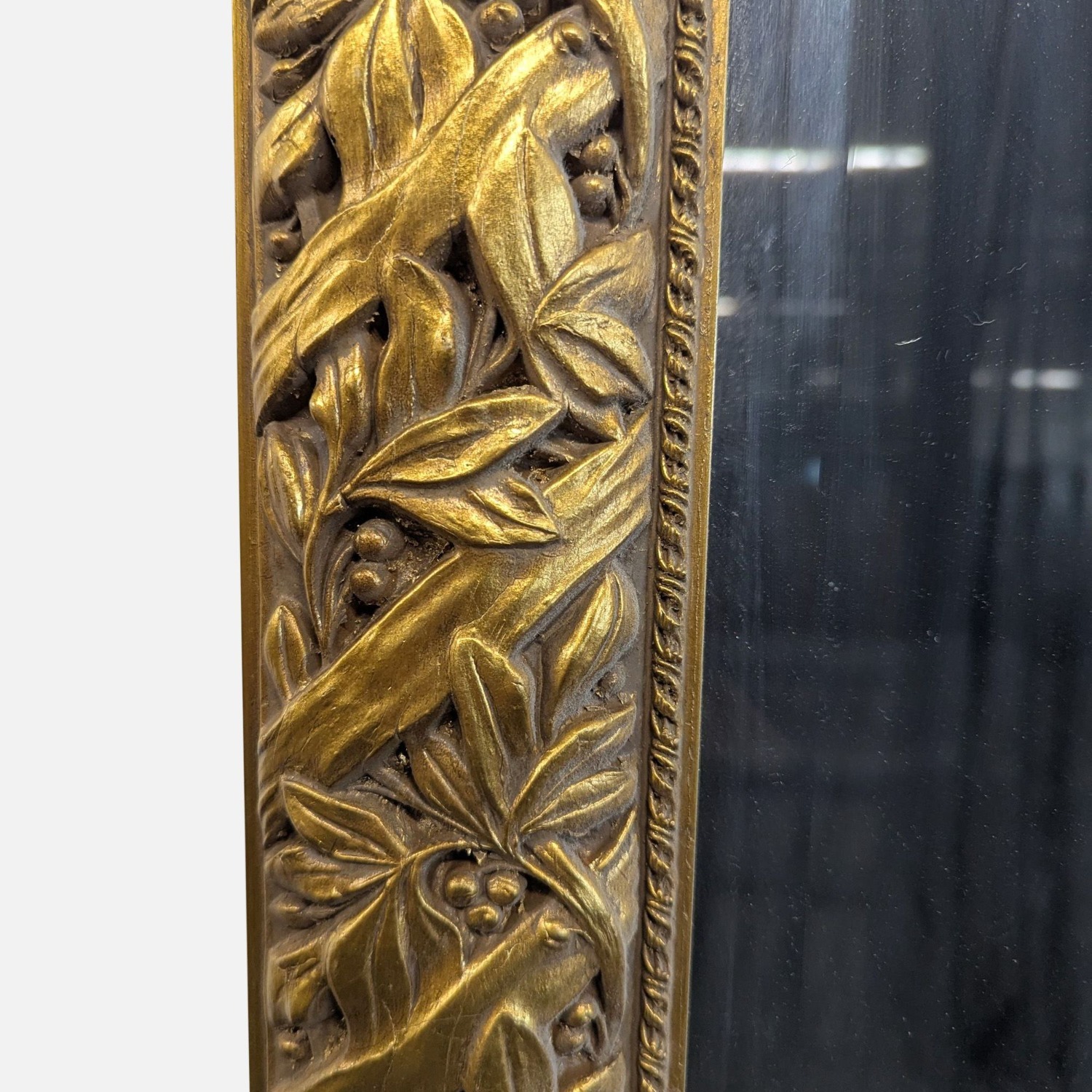 Carved Leaves and Berries Wood Mirror	 - image-2
