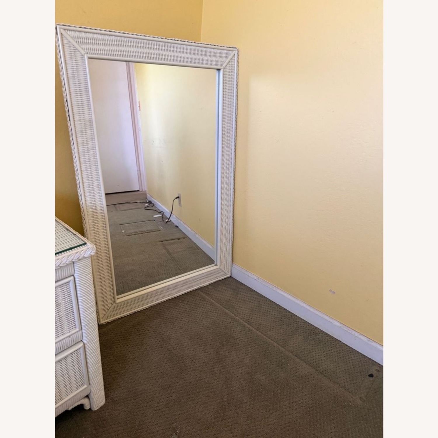 Wicker Floor Mirror - image-1