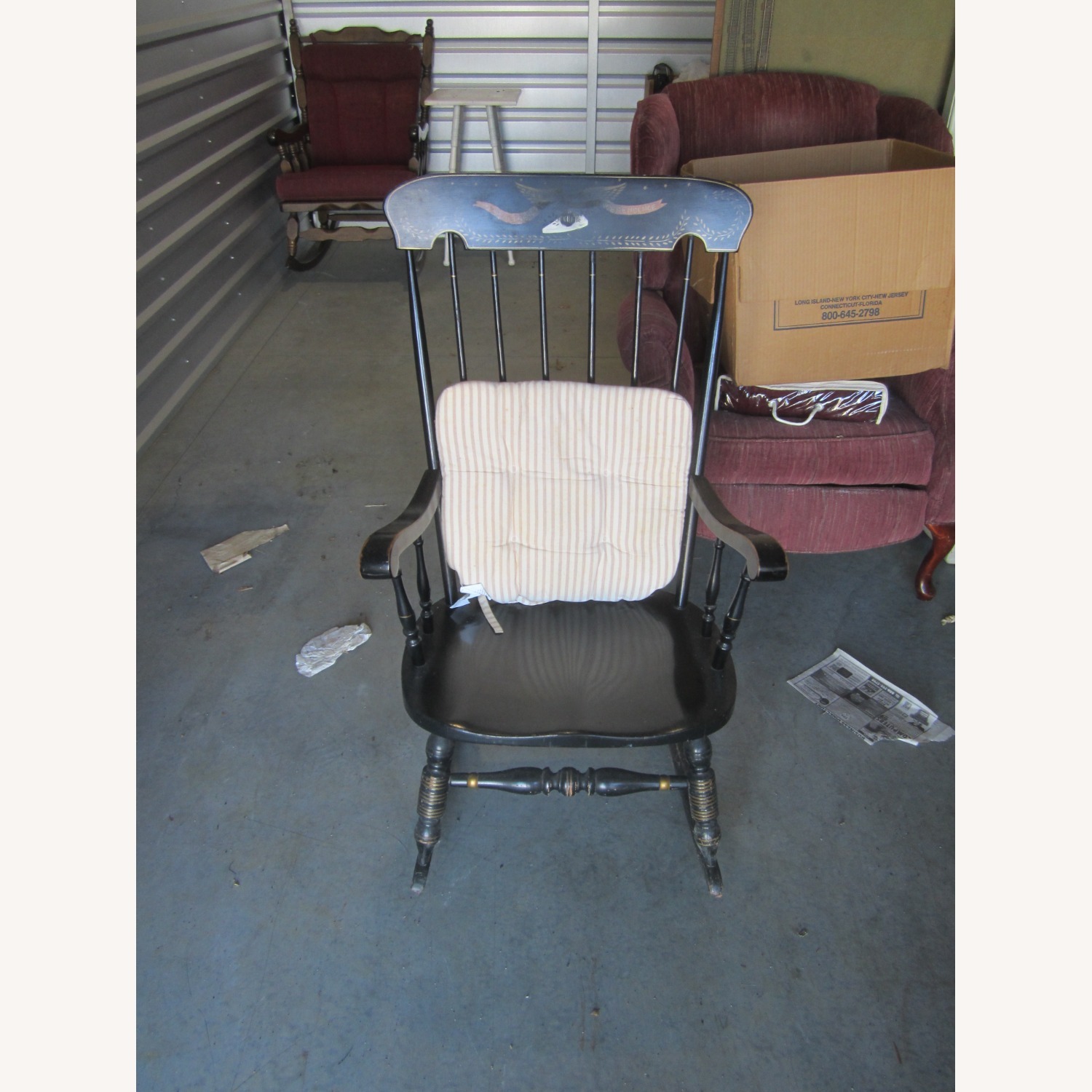 Vintage/Antique Finds Black Wood Accent Chair - image-7