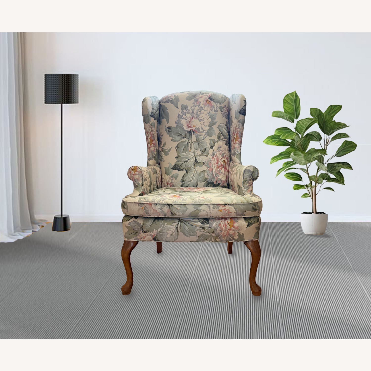 English Garden Fabric Wing Chair - image-1