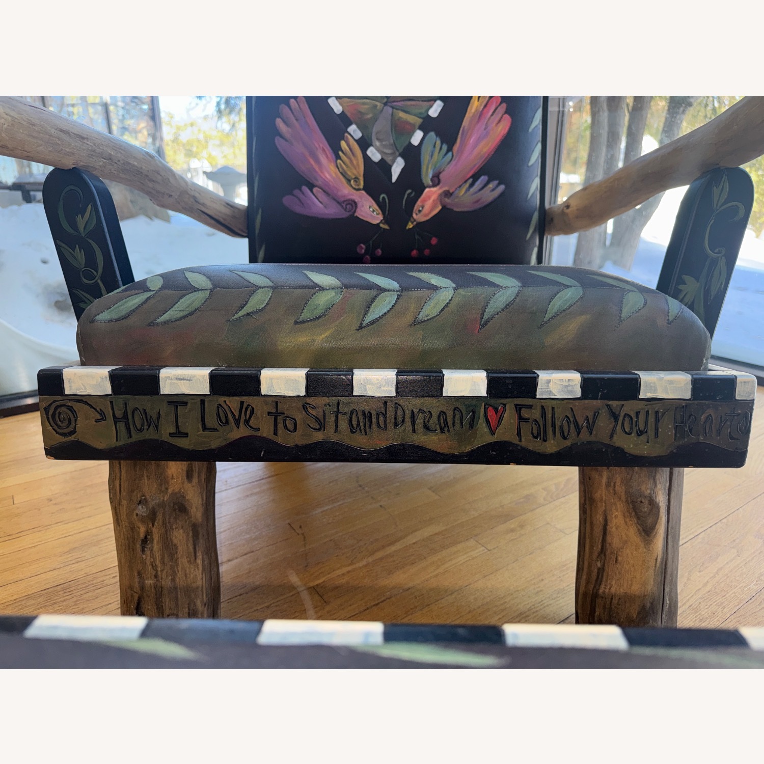 Sticks Hand Painted Chair & Ottoman Set - image-4