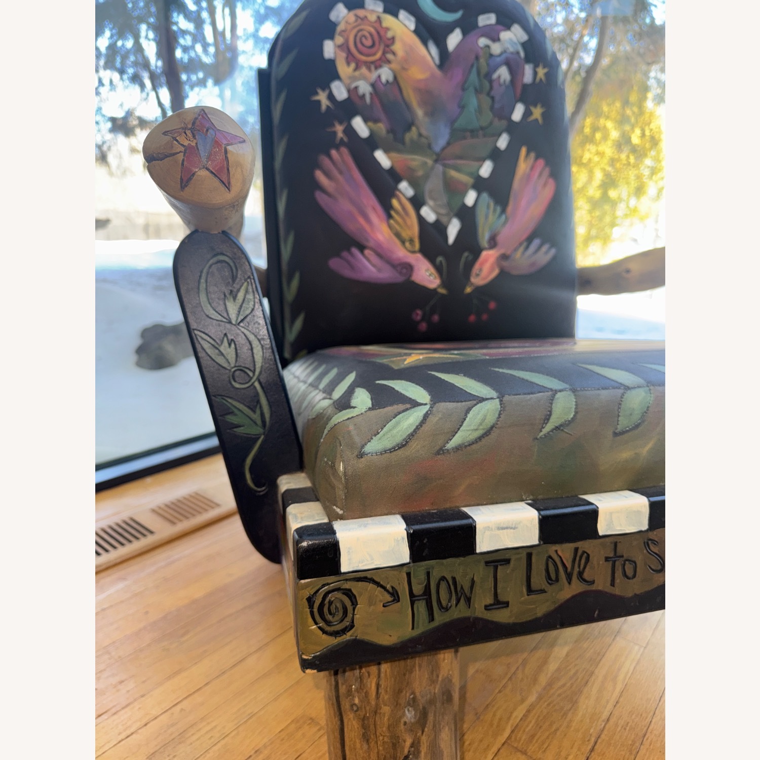 Sticks Hand Painted Chair & Ottoman Set - image-5