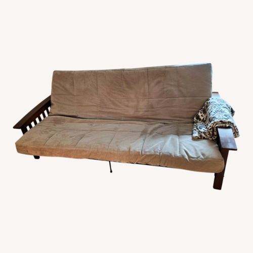 Used Sofa Bed Beige Wooden Frame for sale on AptDeco