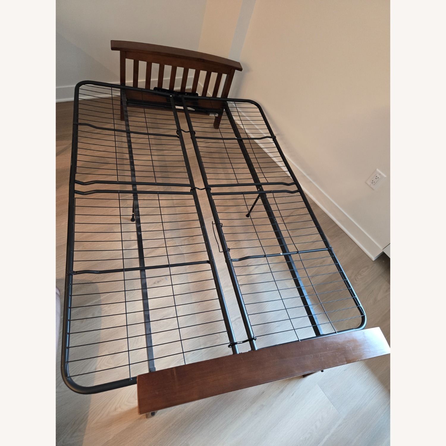 Sofa Bed Beige Wooden Frame - image-3