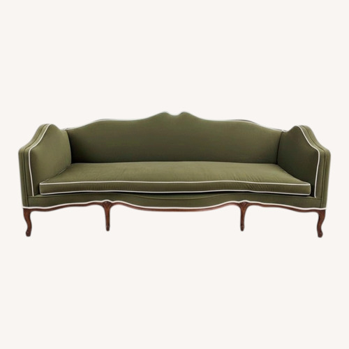 Used Vintage/Antique Green Velvet Sofa W White Piping for sale on AptDeco