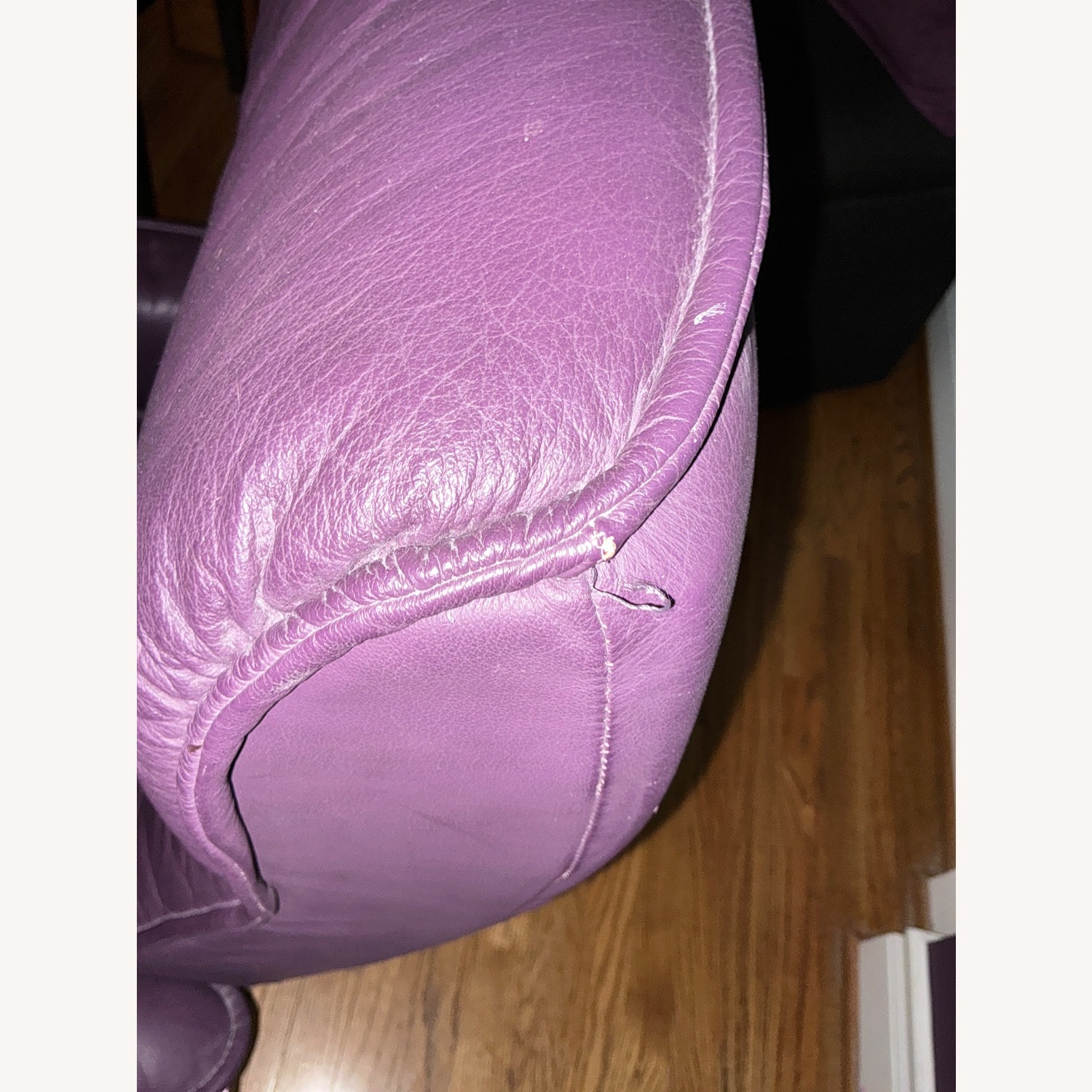 Natuzzi Purple Leather Recliner with Footstool - image-3
