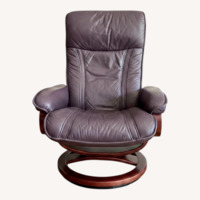 Natuzzi Purple Leather Recliner with Footstool