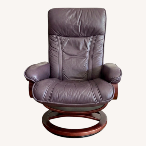 Used Natuzzi Purple Leather Recliner with Footstool for sale on AptDeco