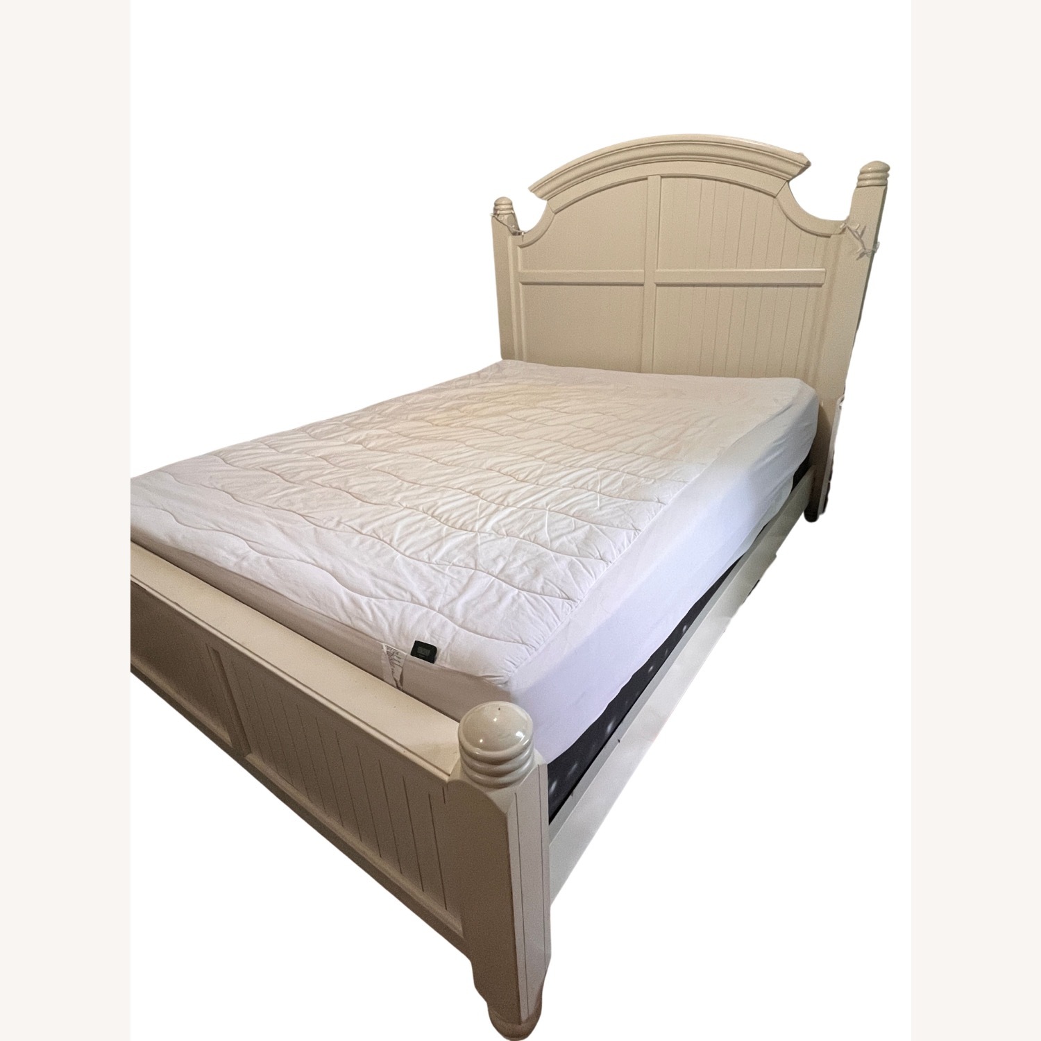 White Wood Queen Bed Frame - image-1