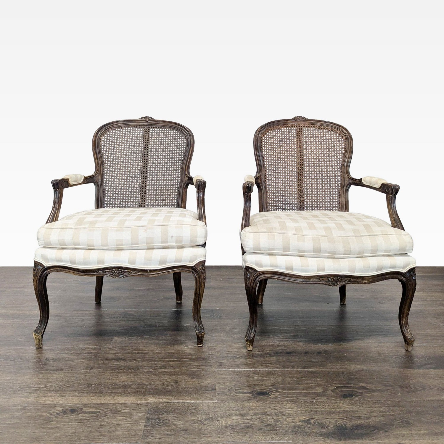 Pair of Vintage French Style Chairs with Cane Back - image-10