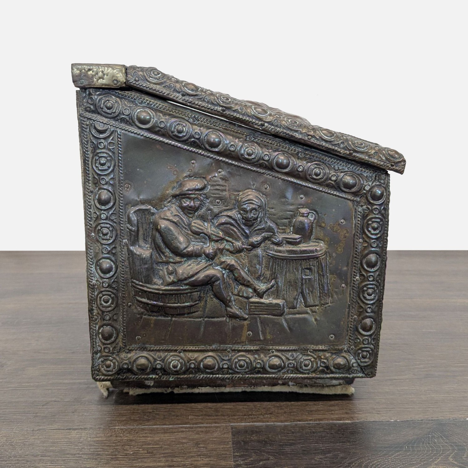 Antique Embossed Metal Firewood/Coal Box - image-4
