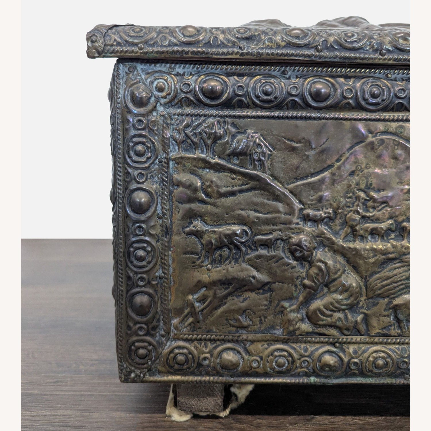 Antique Embossed Metal Firewood/Coal Box - image-9