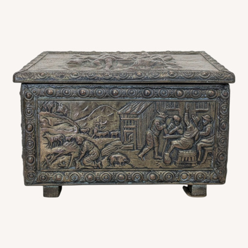 Used Antique Embossed Metal Firewood/Coal Box for sale on AptDeco