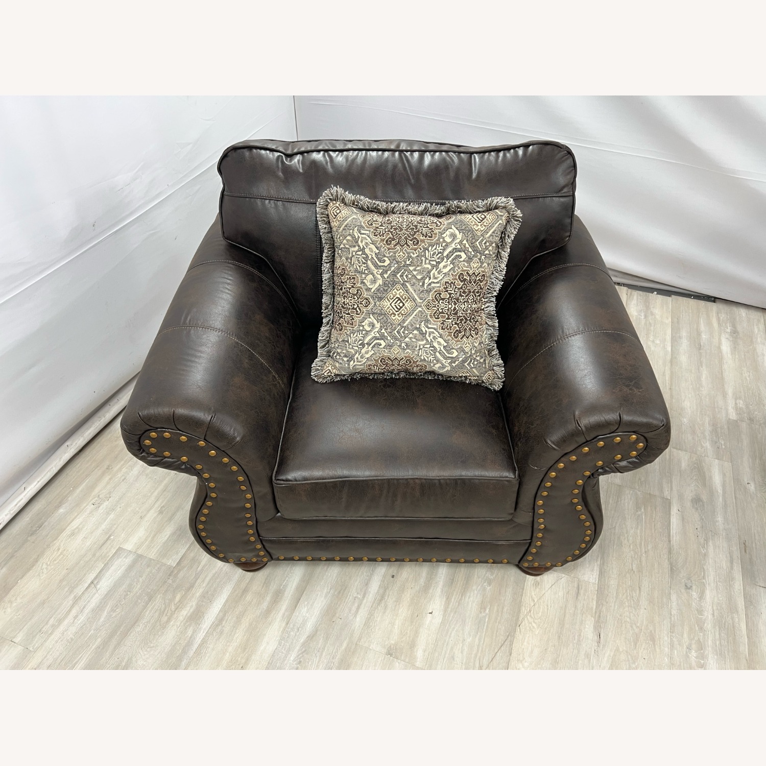 Roundhill Leinster Dark Brown Leather Loveseat - image-4