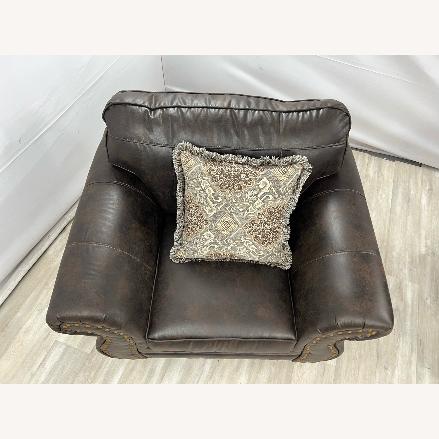 Roundhill Leinster Dark Brown Leather Loveseat - image-6