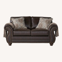 Roundhill Leinster Dark Brown Leather Loveseat