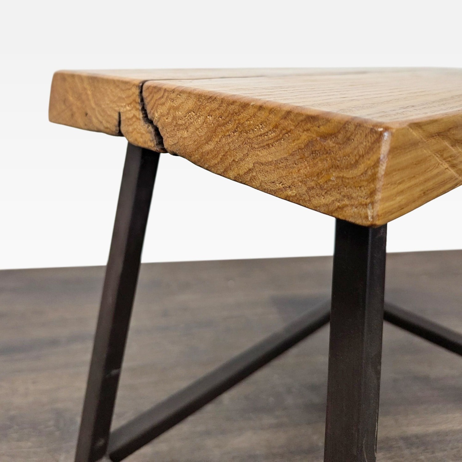Wood Top Side Table on Metal Base	 - image-1