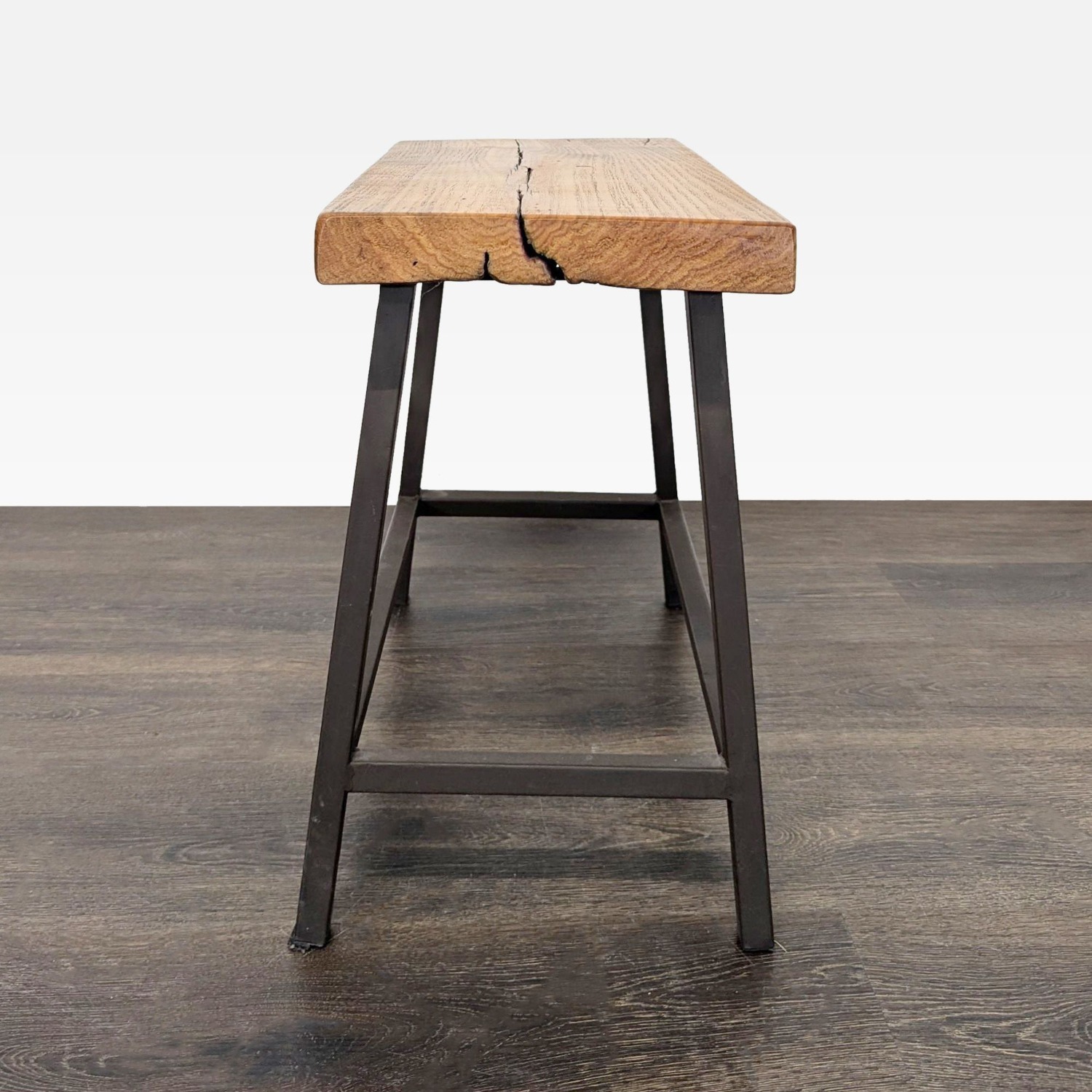 Wood Top Side Table on Metal Base	 - image-3