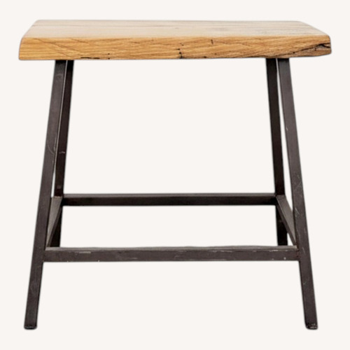 Used Wood Top Side Table on Metal Base for sale on AptDeco