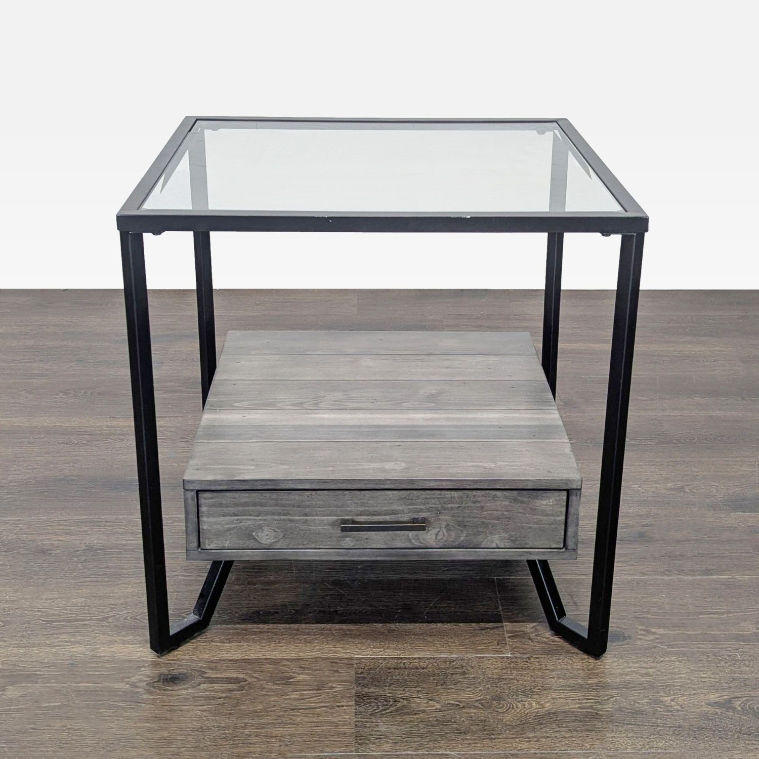 Pair of Glass Top End Tables Each with a Drawer - image-8