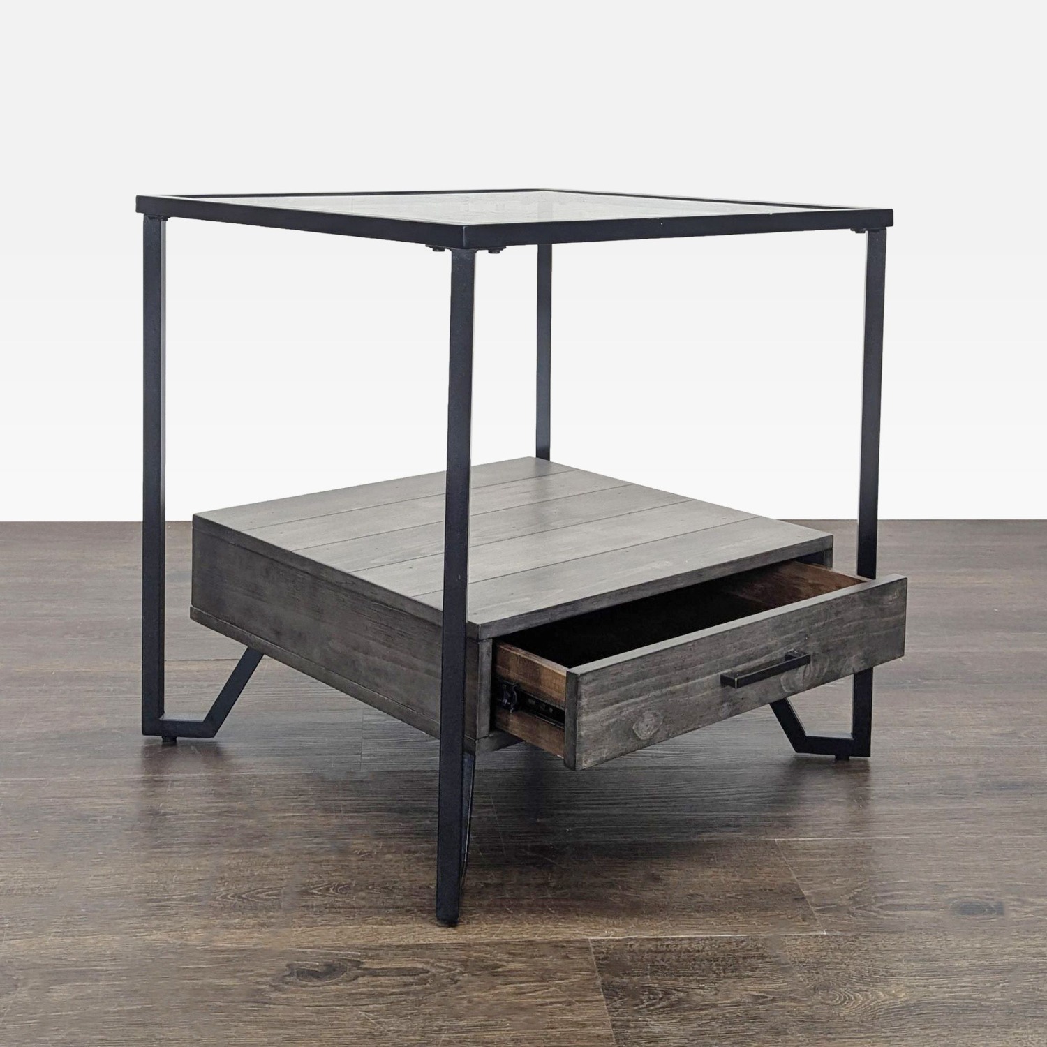 Pair of Glass Top End Tables Each with a Drawer - image-6
